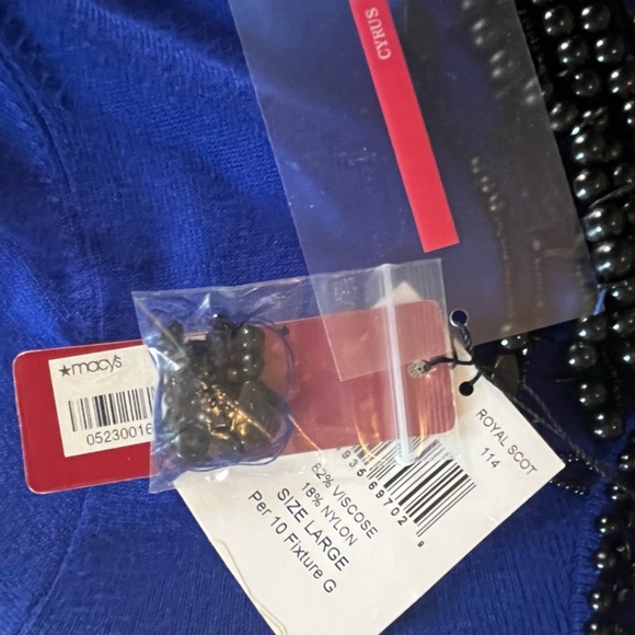 NEW! Cyrus Rich Blue Viscose Top With Jeweled Neckline Women’s Size Large - Picture 2 of 15